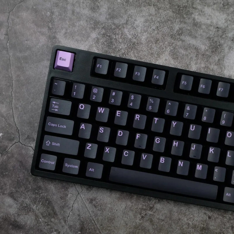 Chaves Conjunto Gmk Lilás em Preto Keycaps Pbt Tintura Subbed Key Caps Cherry Perfil Keycap para Keychron Anne Gh60 Gk64 Poker 140 - Imagem 3