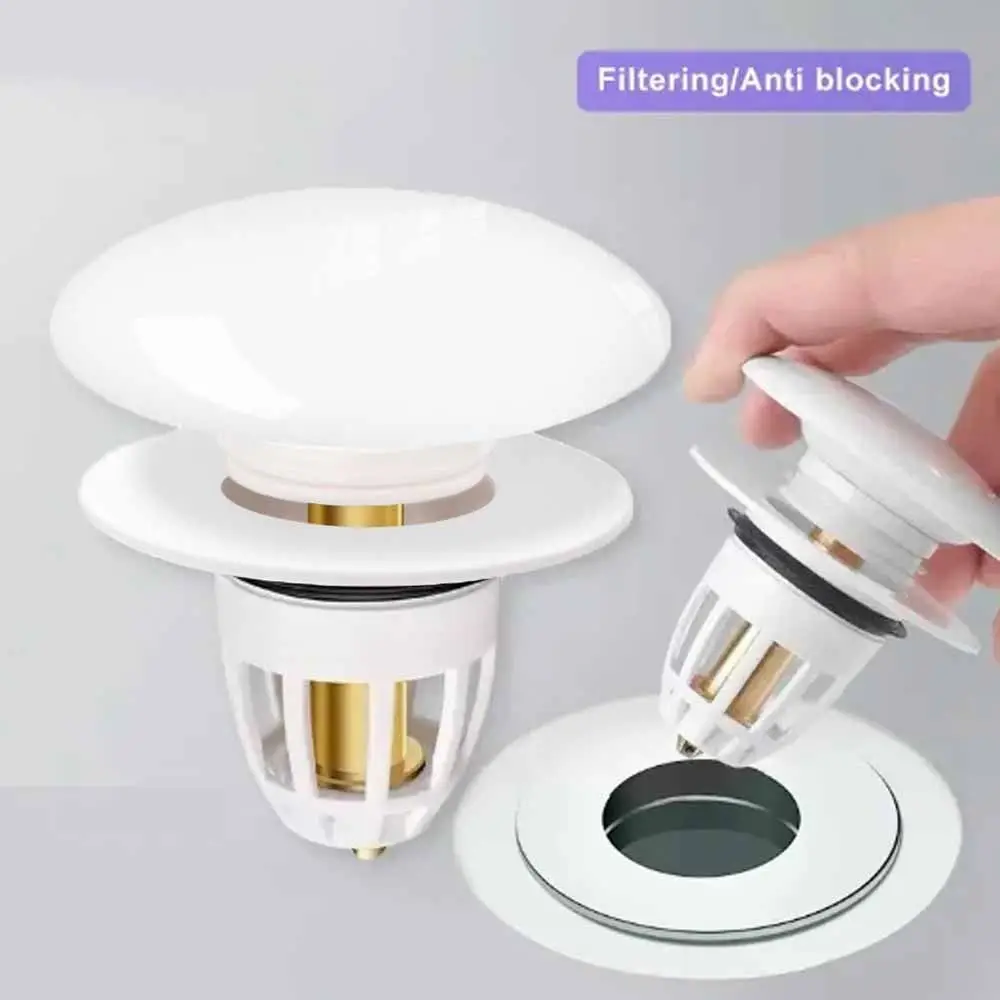 Universal Bathroom Sink Plug Stopper Washbasin Ceramics Core Bounce Up Drain Filter Bathroom Sink Drain Plug Anti-Clogging Anti-drain filter drain stopper basin drain stopper bathroom sink plug silicone drain stopper washbasin drain plug drain strainer bathroom sink stopper hair catcher stopper drain pipe plug
