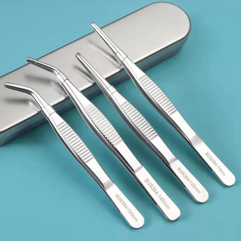 Stainless Multifuctional Steel Elbow Tweezers Aquarium Clip Long Tongs Medical Tweezers Forceps Pet Feeding Tools Non-slip tweezer tool