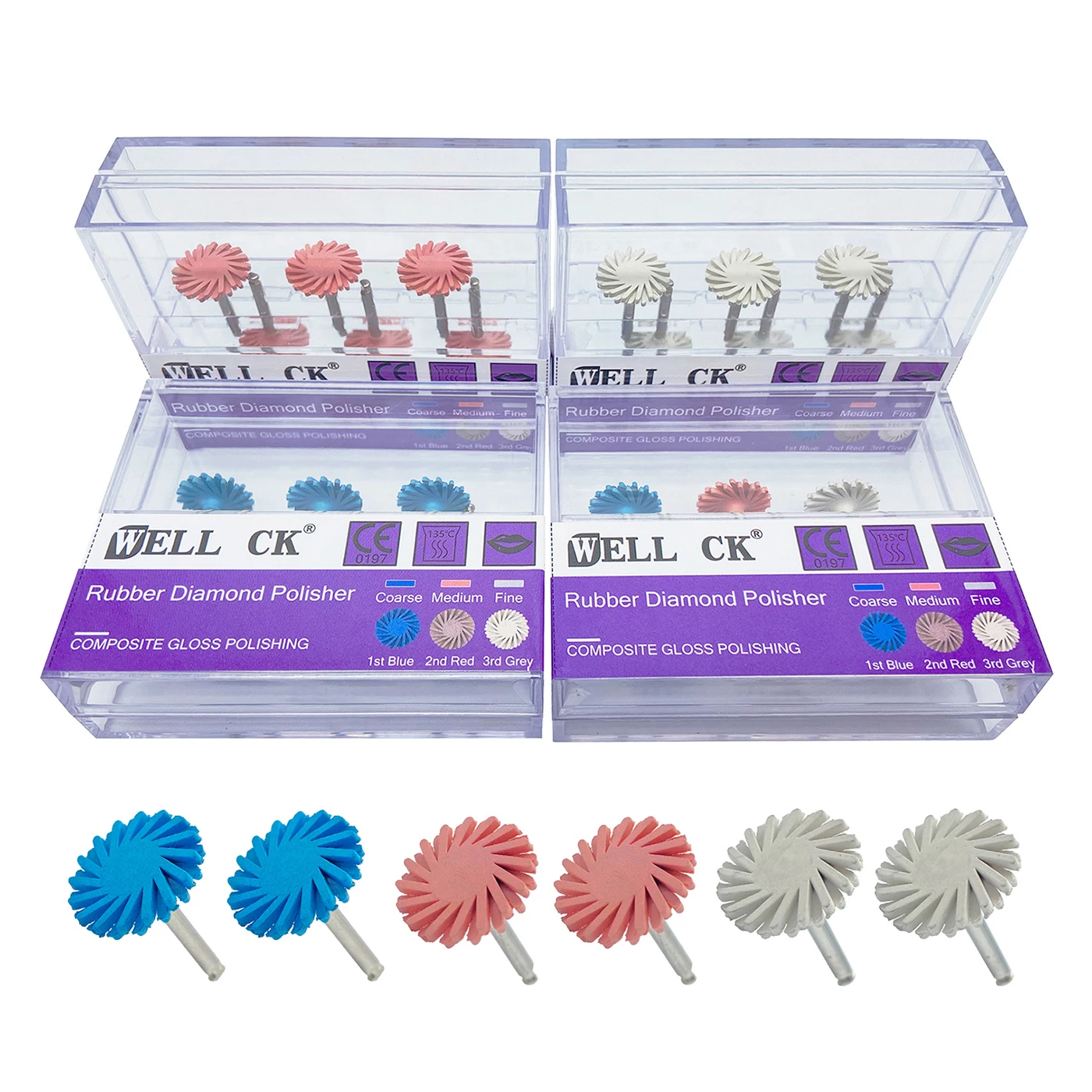 6pcs Dental Rubber Polisher Composite Resin Polishing Diamond System Ra