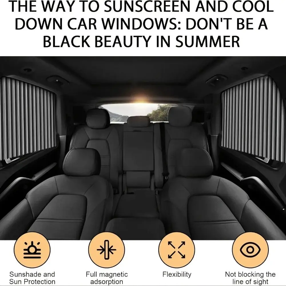 Smooth Sliding Track Car Window Sun Shade - Durable, UV-Protective & Heat-Insulating Fabric