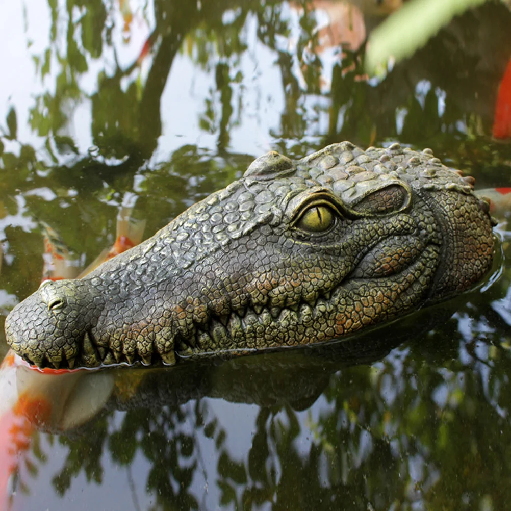 

Resin Aquarium Ornament Tabletop Decor Decorative Crocodile Head Desktop Animal Figurine Accessories Garden Simulated