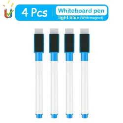 Set of Colorful Magnetic Erasable Whiteboard Pens - Stationery Supplies for Office, Teaching, and Student Notes (Light Blue 4Pcs)