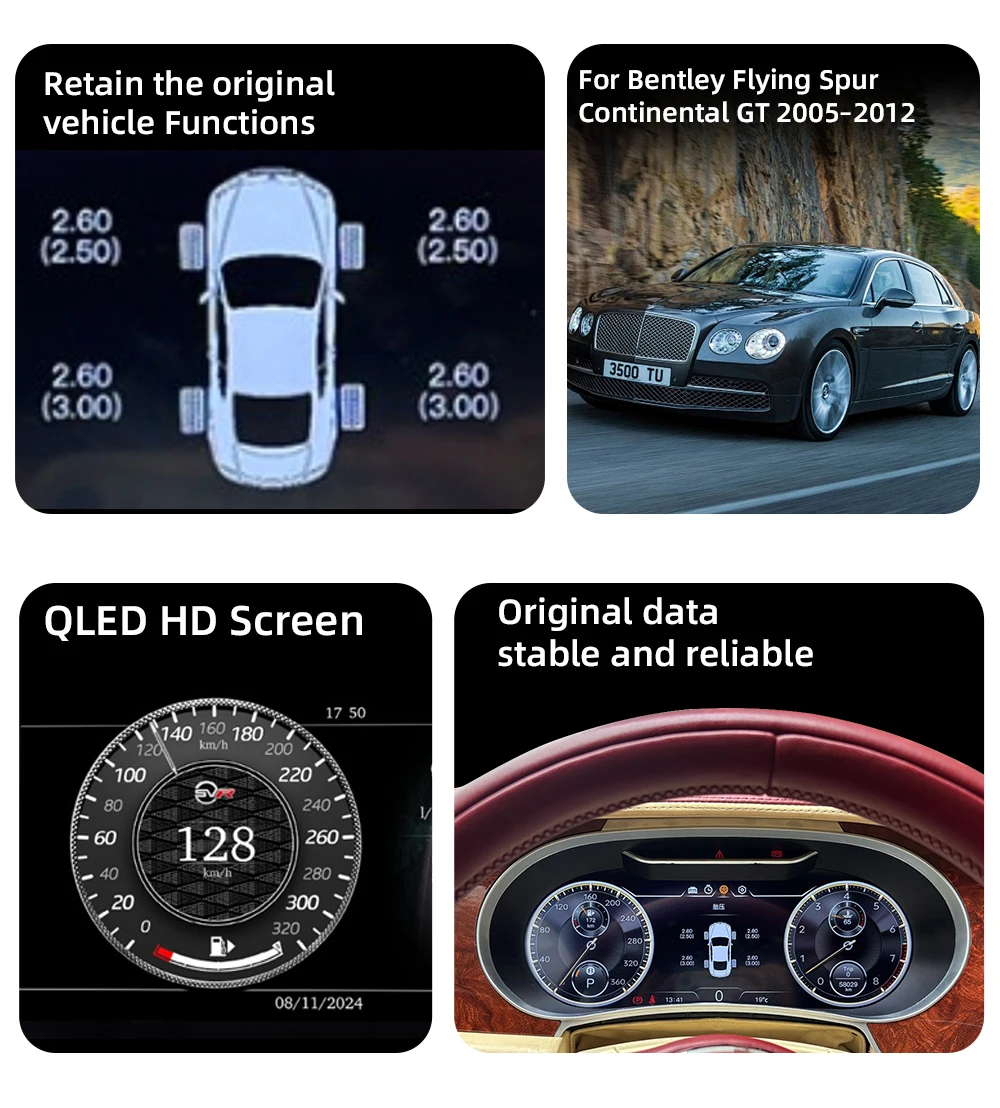 12.3”Digital Cluster Dashboard For Bentley Flying Spur Continental GT 2005-2012