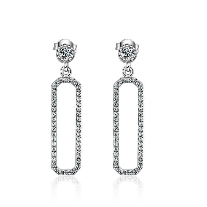 

2023 New S925 Sterling Silver 80MM Long Rectangular Zircon Earrings For Women Fashion Charm Wedding Valentine's Day Gift Jewelry