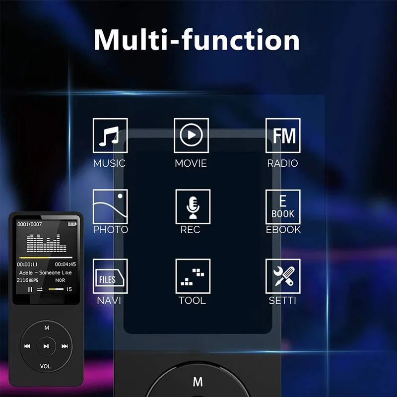 Portable MP3 Player Speaker Bluetooth FMRadio Digital Display Screen Media MP4 Player Pocket Audio Walkman Running Walking