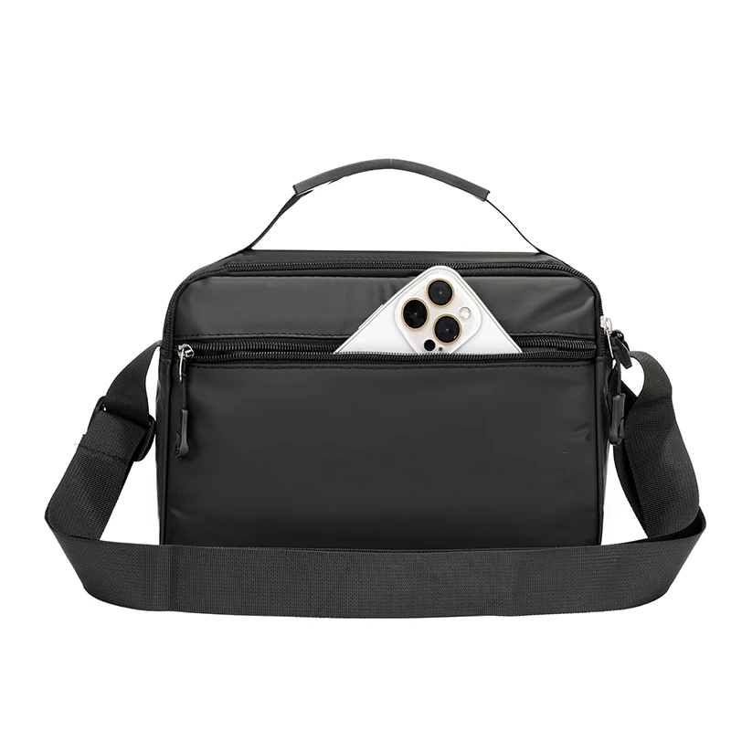Men's Retro business adjustable shoulder bag - black, postman bag, zipper pocket, suitable for daily use