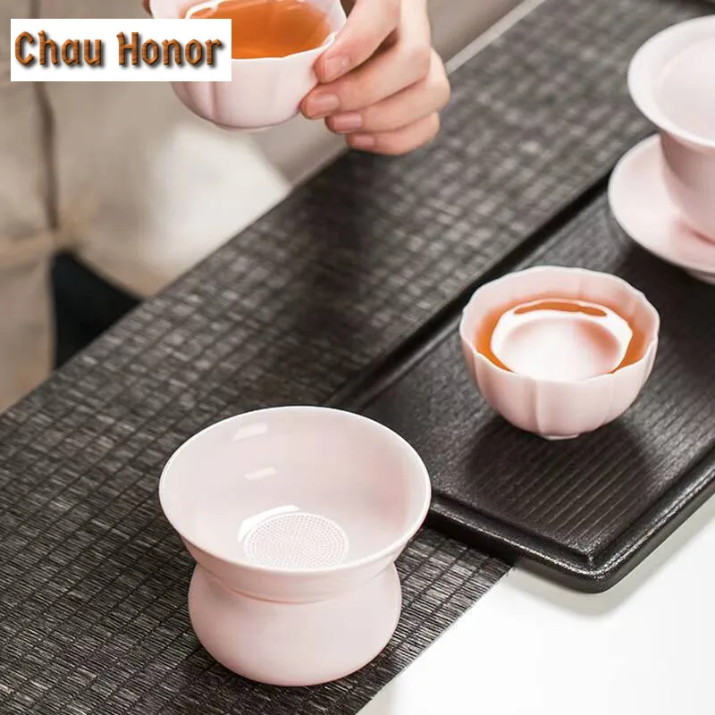 High-end Lanolin Jade Porcelain Tea Leak Handmade Household Chinese Kung Fu Tea Set Tea Ceremony Accessories Tea Separator Gifts