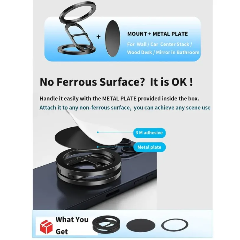 Magnetic Double Sided Phone Stand Phone Ring Holder Kickstand Magnet Grip For Magsafe iPhone 17 16 15 14 Android Gym Car Holder