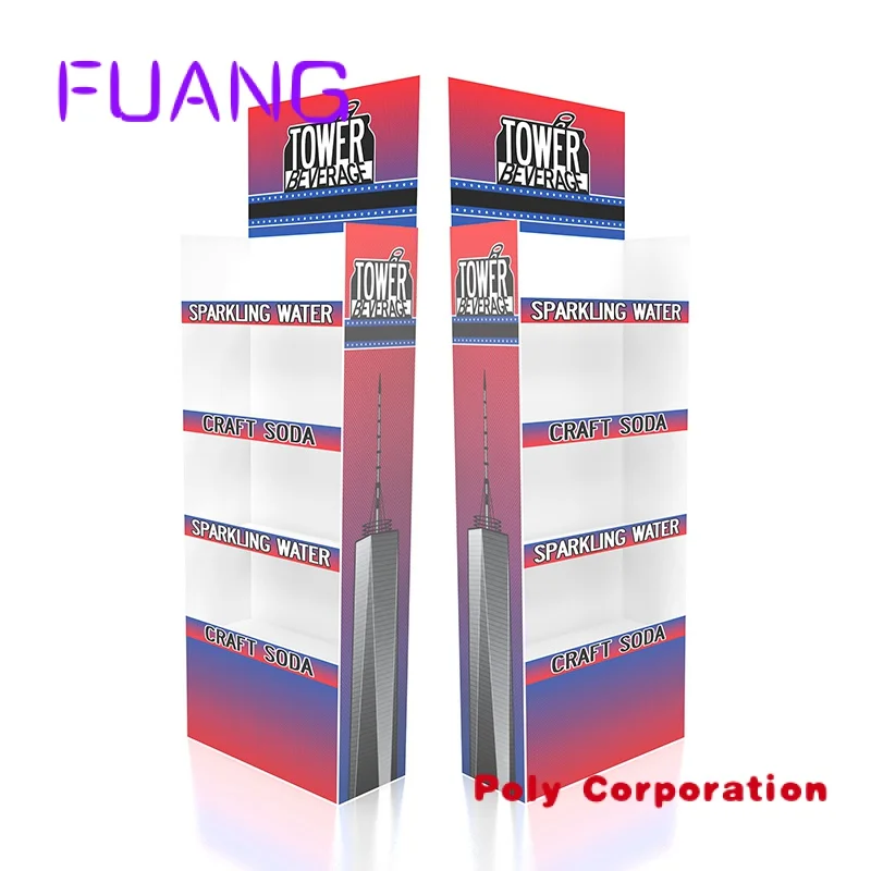 Custom  Retail supermarket shelf pop free standing floor pos stand display trade show foldable carton shelves cardboard display 