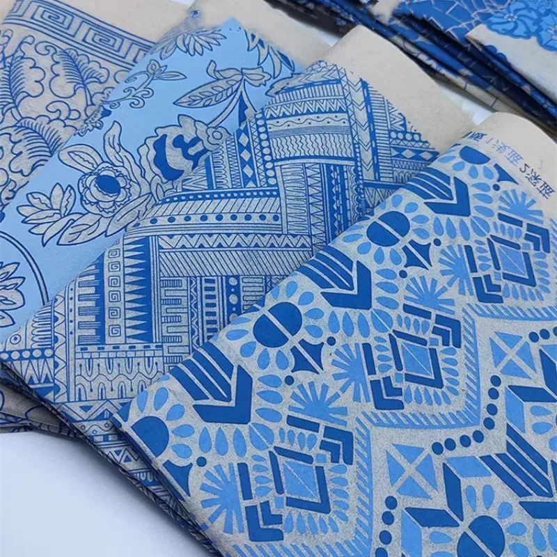 3 Décalcomanies Céramique Sous Glaçure - Papier Transfert Motifs Fleurs Bleu Blanc - 54x37 Cm - Loisir Créatif