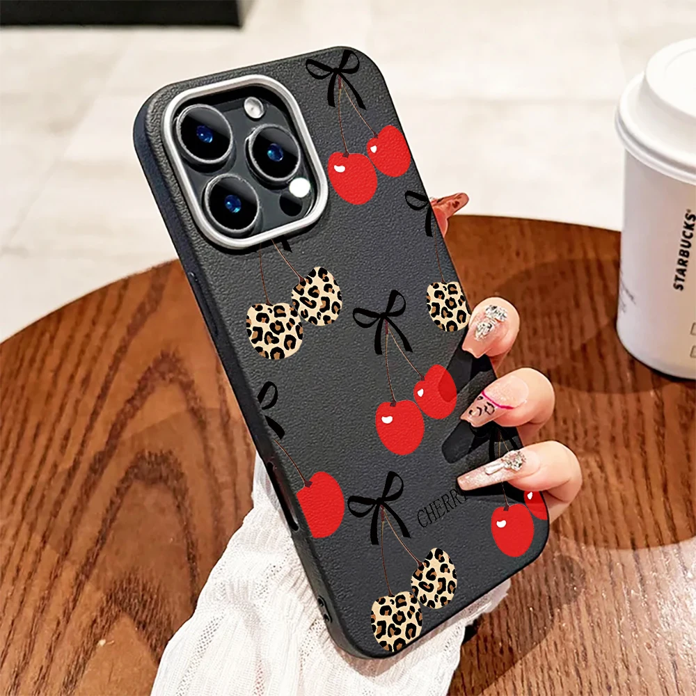 Red Cherry Leopard Print Phone Soft Cover