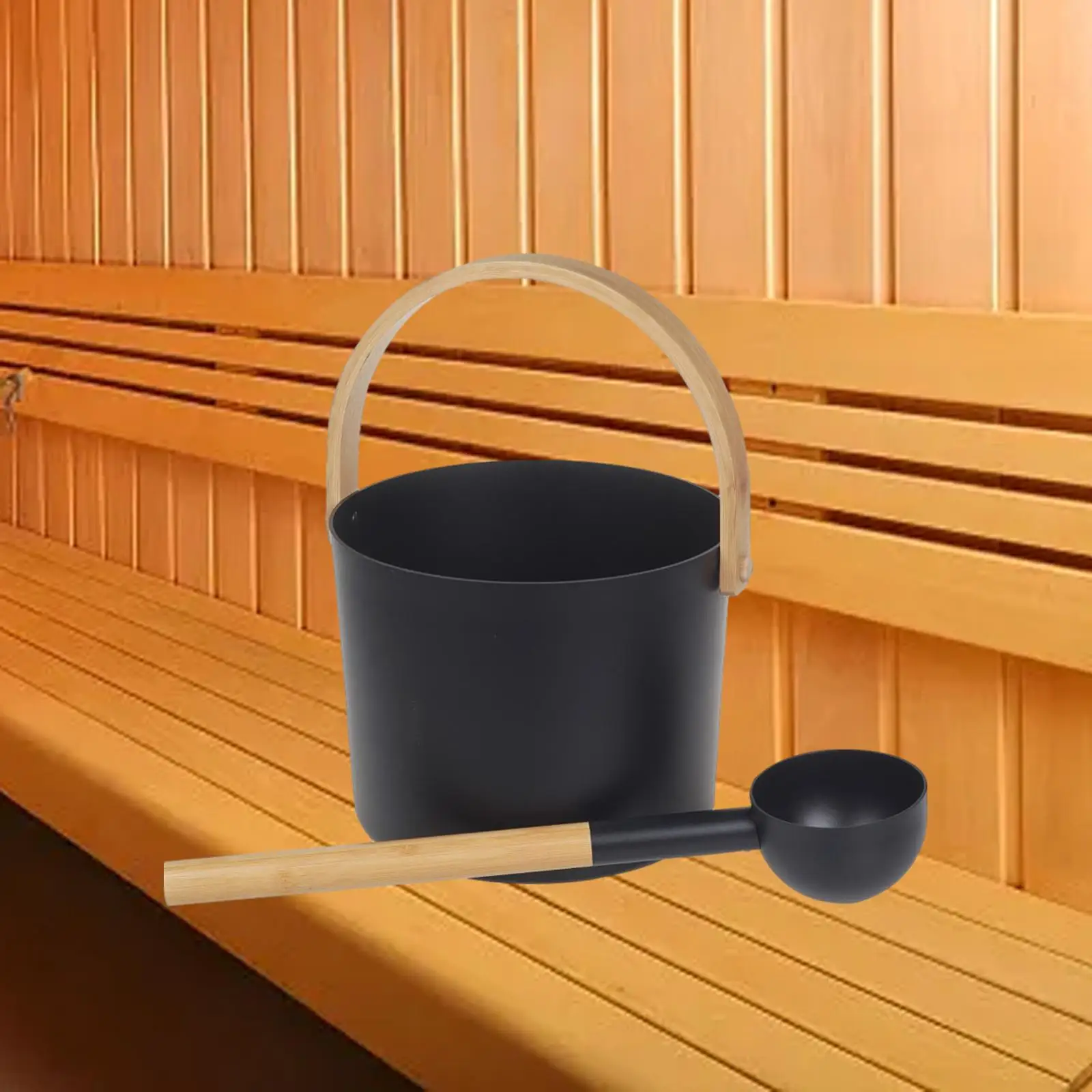 Sauna Bucket and Spoon Ligthweight Sauna Accessory for Bathroom Bathtub SPA