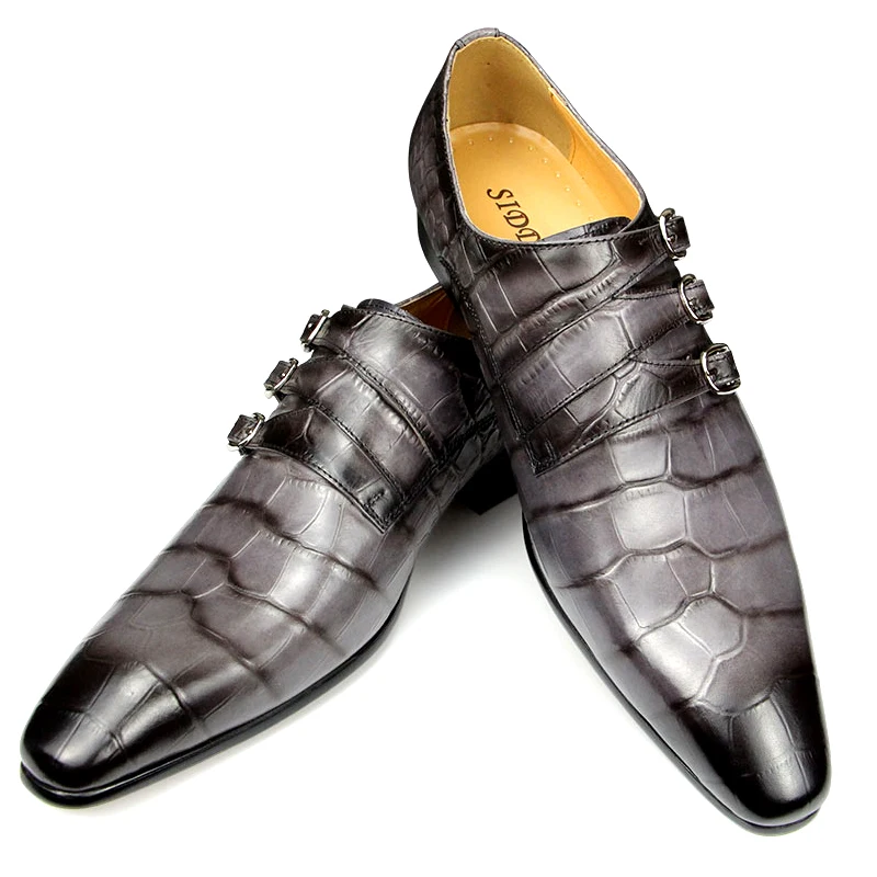 Tanie Moda biznes mężczyźni skórzane buty krokodyl drukuj wesele sklep