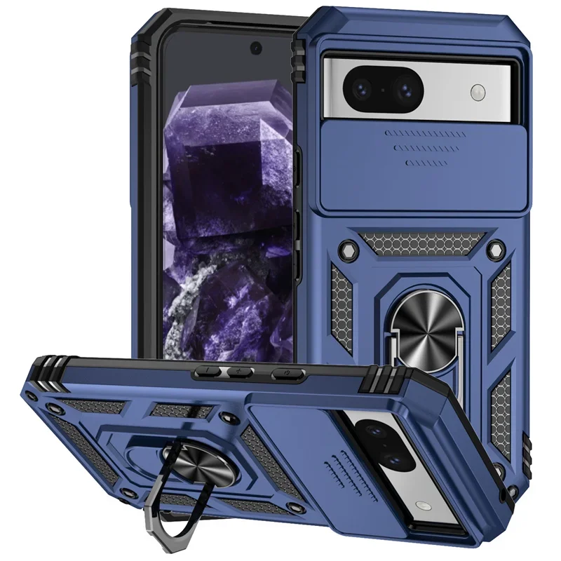 Enhanced Armor Case with Lens Protection and Kickstand Ring Holder