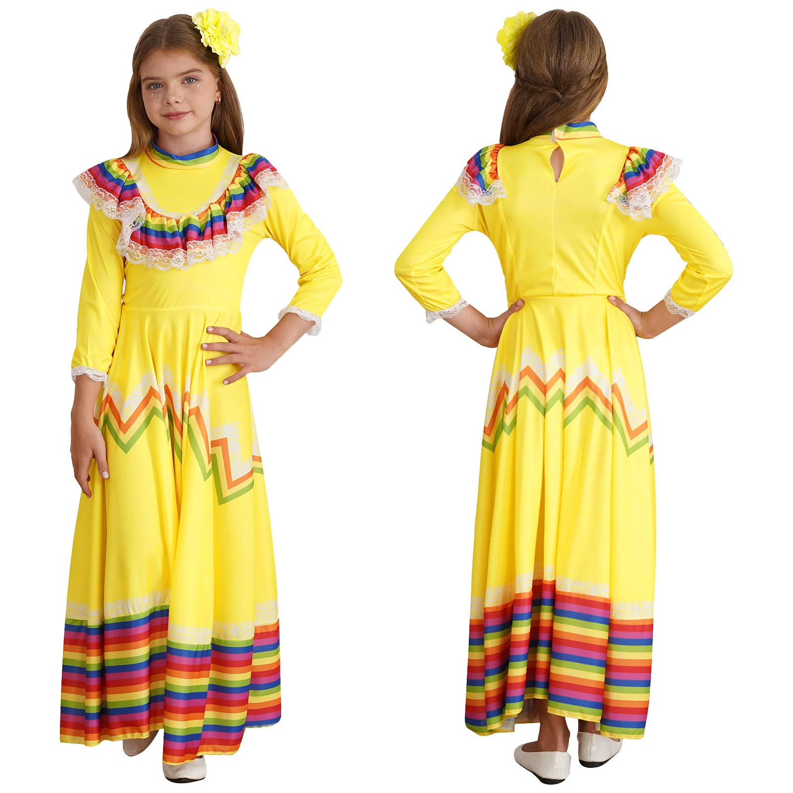 Kindermeisjes Mexicaanse Stijl Kostuum Traditionele Jalisco Jurken Carnaval  Festival Folkloristische Dansvieringen Performance Jurk - AliExpress, image size:1600x1600