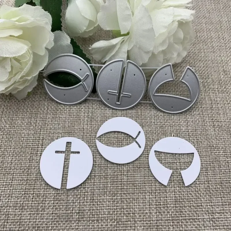 Fischkreuz-Heiliger-Gral-Ring Metall-Stanzformen für DIY-Scrapbooking, dekorative Prägung, Handarbeit, Stanzschablone, Form