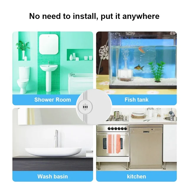 Dual detection Water Sensor 135dB Alarm Water Leak Detector Alert Monitoring of Leak and Drip Alarm for Kitchen Bathroom Basemen 3