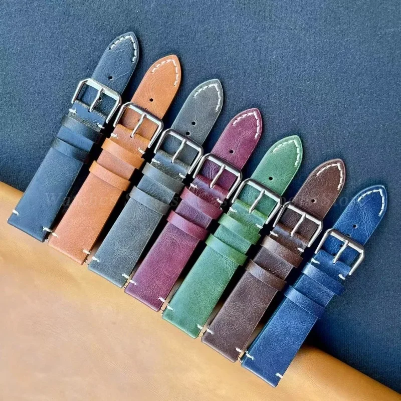 Classic Retro Leather Quick Release Watch Band - Premium Strap Replacement