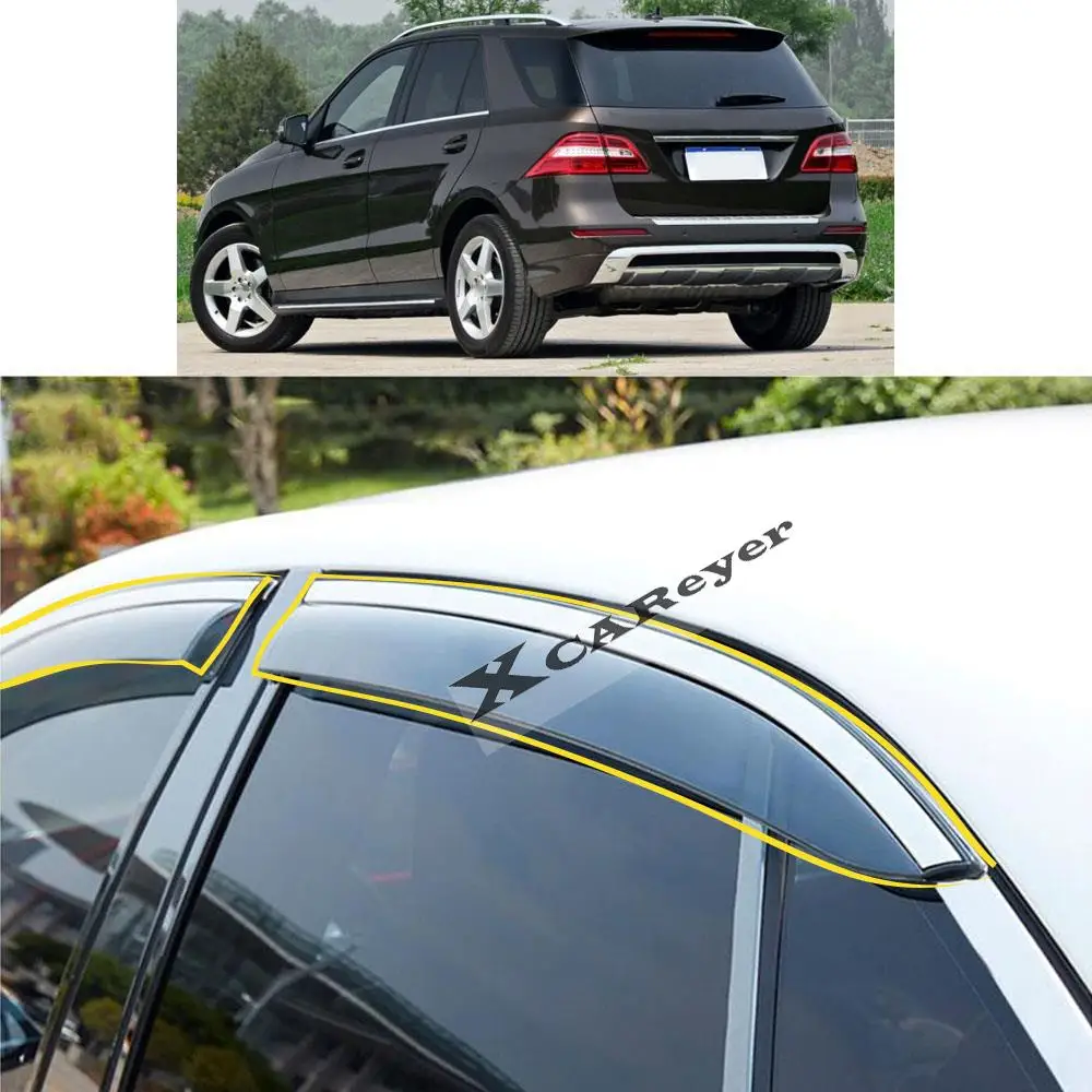 

Автомобильная наклейка для Benz ML 320 350 400 550 W166 W164 2012 2013 2014 2015, пластиковое оконное стекло, ветрозащитный козырек, защита от дождя и солнца