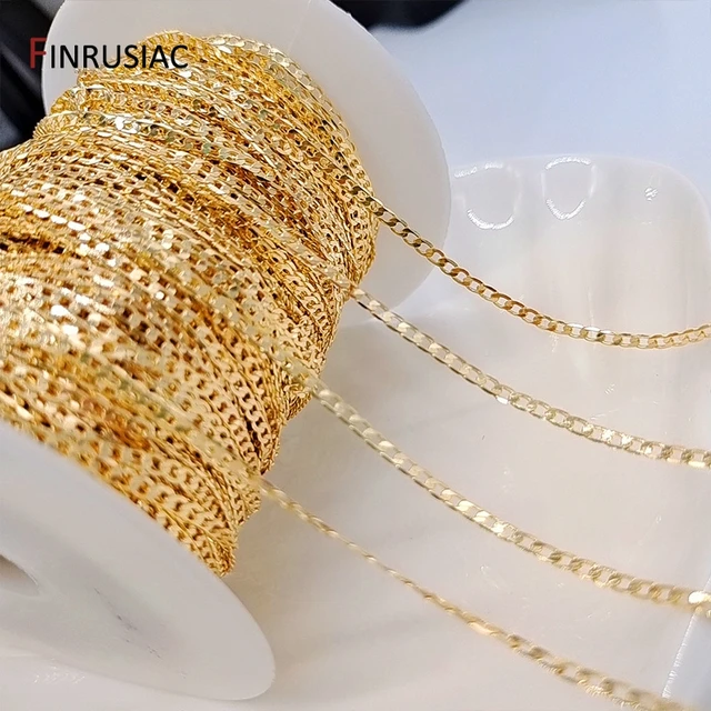 14K Real Gold Plated 1.3mm Thin Chain For DIY Jewelry Making, Wholesale  Brass Chains Accessories Findings