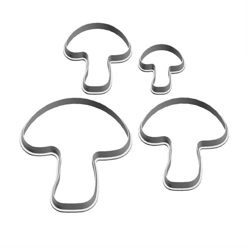 Four Specifications Cartoon Plant Fungi Long-stemmed Mushrooms Plastic Mold Cake Fondant Tools Cookie Sushi and Fruits Cutters