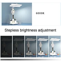 LED Clock Table Lamp USB Chargeable Dimmable Desk Lamps 2 Heads 180 Rotate Foldable Eye Protection Desktop Reading Night Lights 2