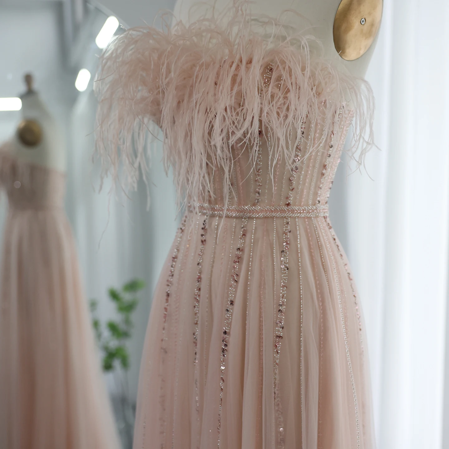 Sharon Said Elegant Long A Line Evening Dress with Feathers Sequins Beaded  Modest Formal Party Gowns for Women SS401 Customized - AliExpress 320