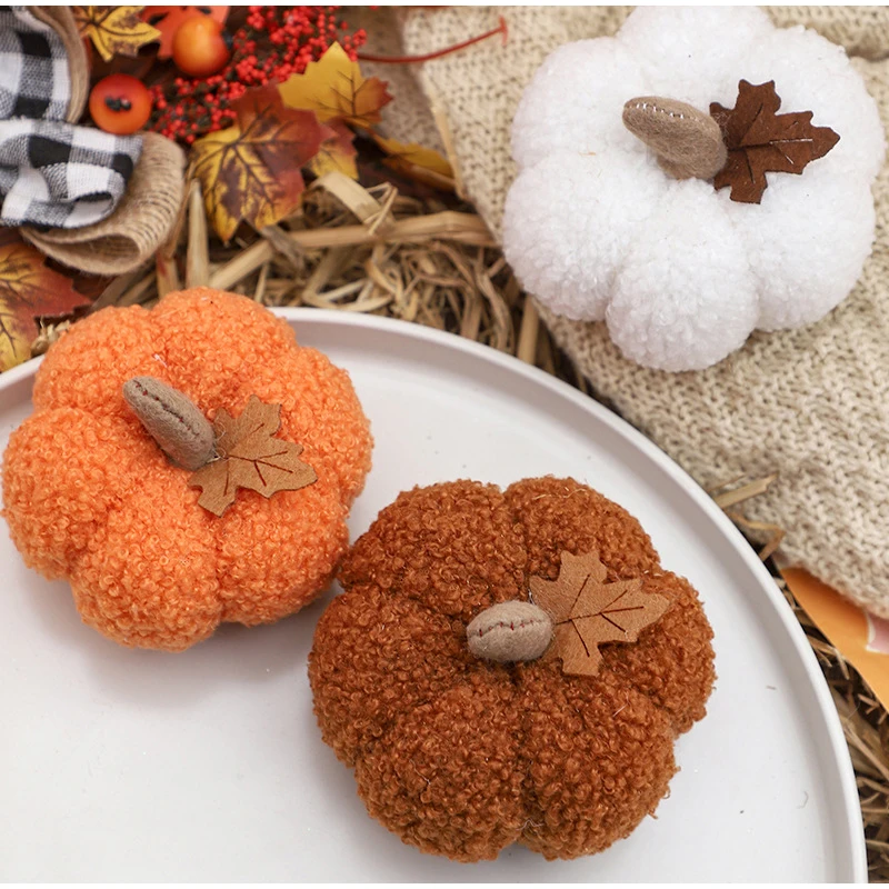 Mini ornamenti di zucca di simulazione, decorazione creativa di zucca di Halloween, decorazione per la casa, auto, ornamenti bianchi e arancioni, decorazioni per festival_voghion.com