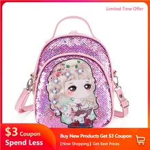 

Sequin School Backpack Girls Cartoon Cute Princess Book Bag for Kindergarten Preschool Elementary, Bling Shoulder Cross Bags