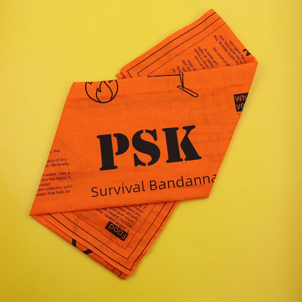 First Aid Scarf Camping Bandana Square Scarf Survival First Aid Guide Bandage Headbands Men Women Camping Hiking Scarves