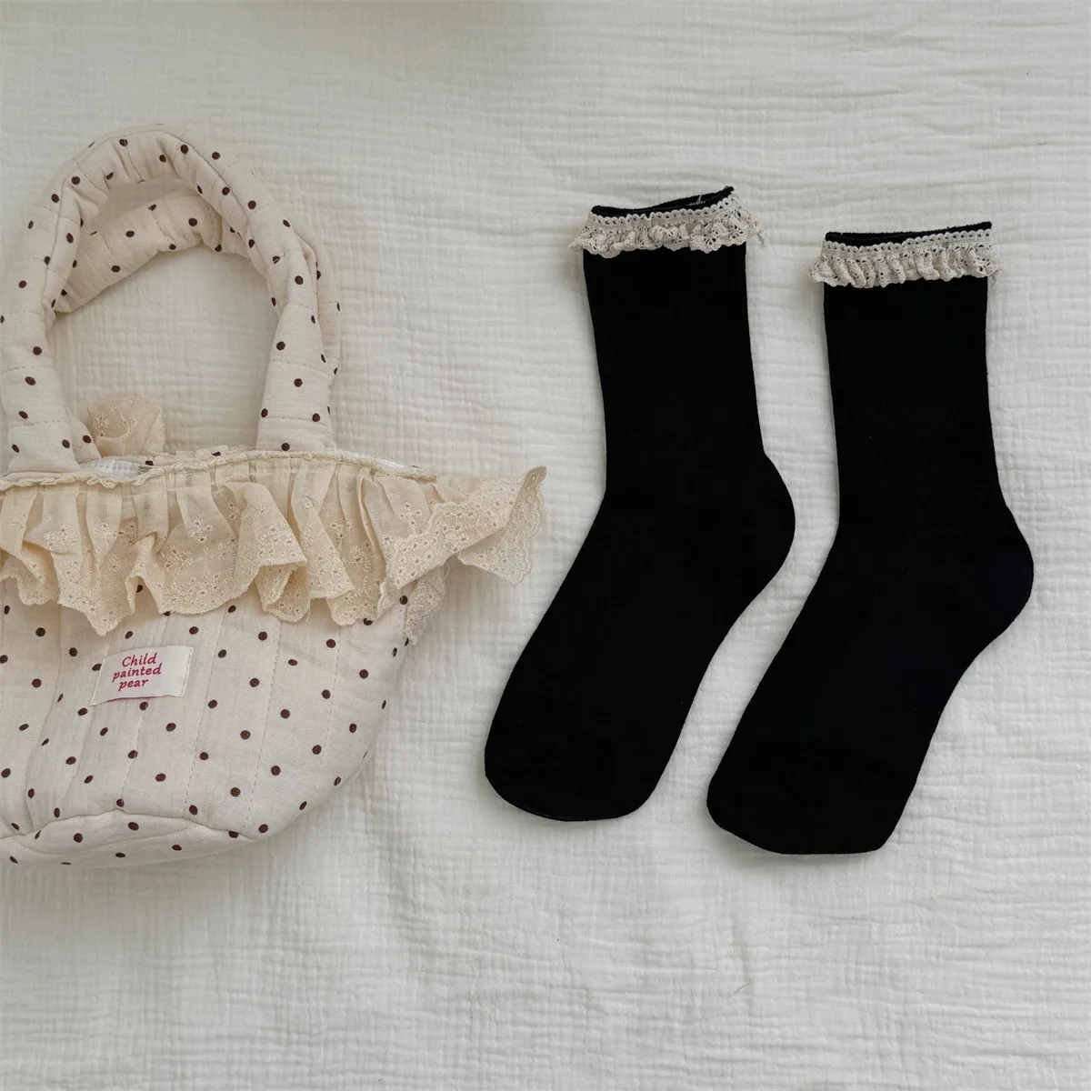 Sp & city süße Spitze Mid Tube Damen Socken Ballett Stil Doppeln adel gestapelte Socken Mode College lässig atmungsaktive süße Socke – Detail 25