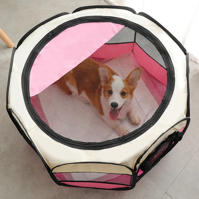 Portable Pet Tent Kennel Octagonal Fence cat cage small dog cage four season universal cat delivery room 2
