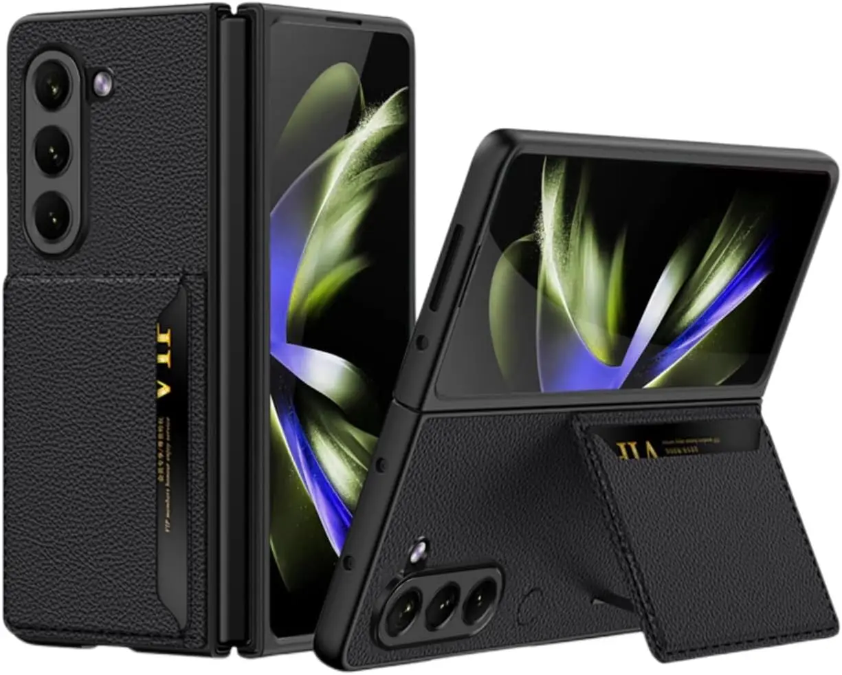 

для Samsung Galaxy Z Fold5 Кожаный чехол-кошелек, чехол для Galaxy Z Fold 5 с прорезями для карт, чехол для Galaxy Z Fold 5 с держателем для карт, защитный чехол военного класса для Z Fold 5