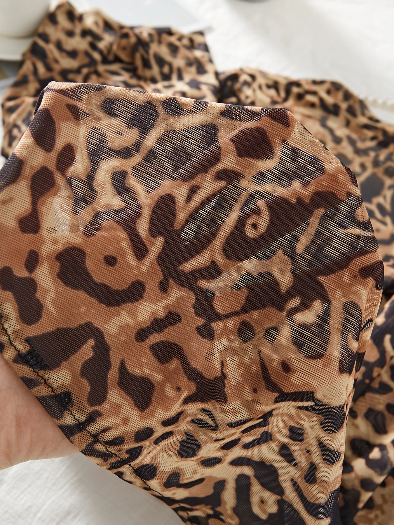 Leopard Print Mesh Bathrobe Sexy Summer Nightdress Cozy Bridesmaid Nightgown Wedding Party Robe Casual Loungewear Pijama