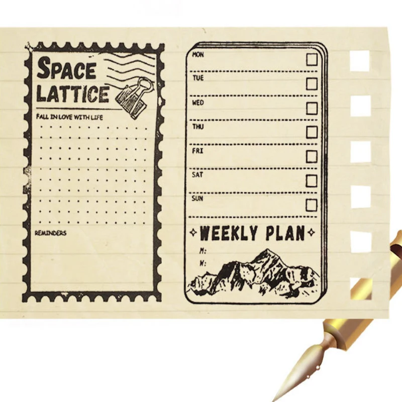 6pcs/lot New Vintage PLAN SCHEDUAL Wooden Rubber Stamp for DIY scrapbooking school stationery | Канцтовары для офиса и дома