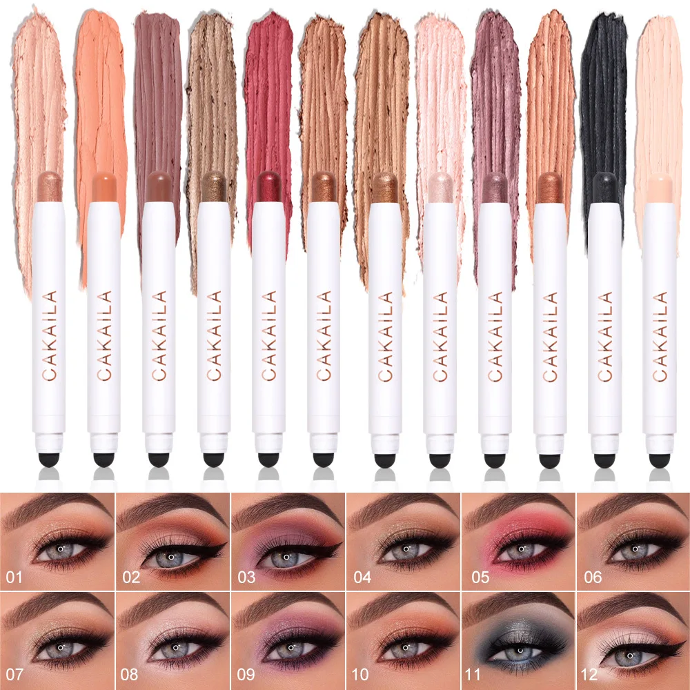 Eyeshadow Stick 12 Color Colorful Pearly Highlighter Swivel Waterproof