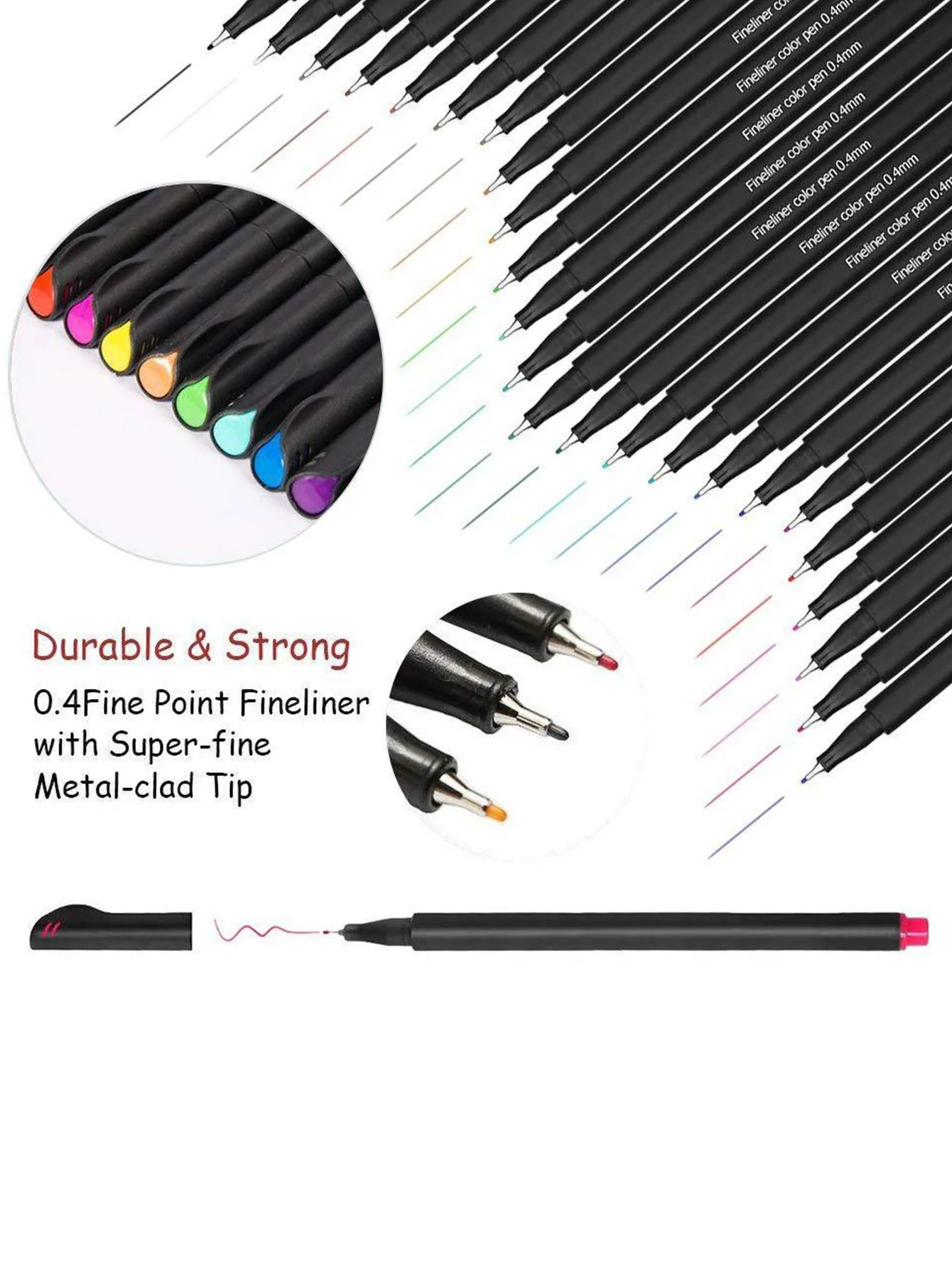 Set 6 Penne Micro Fineliner Nere - Punte Da 0.2 A 0.8 Mm, Inchiostro Impermeabile E Resistente, Per Disegno Tecnico, Manga, Acquerello E Calligrafia