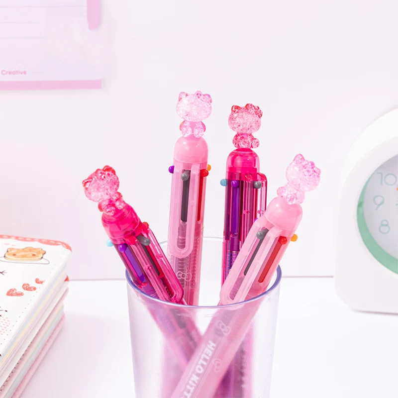 

Cartoon Sanrio Hello Kitty 6-color Ballpoint Pen Cute Creative Student Writing Stationery Office Stationery Student Gifts