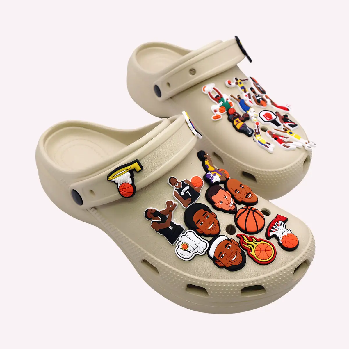 Shoe Charms 1 Pcs Basketball PVC James Curry Harden Owen Portrait Garden Shoes Upper Aceessories Unisex Sandal Buckle Decorate