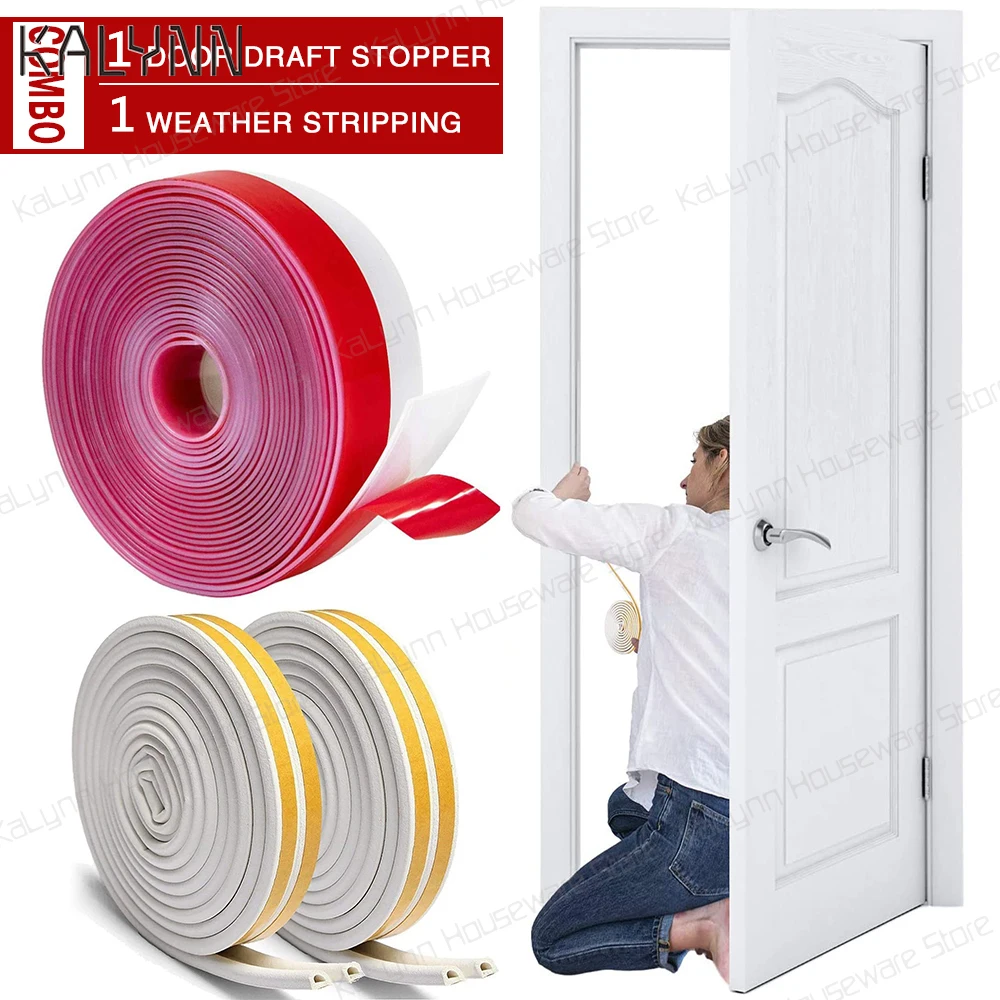 

Combination Silicone Seal Strip Weather Stripping D Type Self-Adhesive Foam Weather Strip Soundproofing Window Seams White Brown