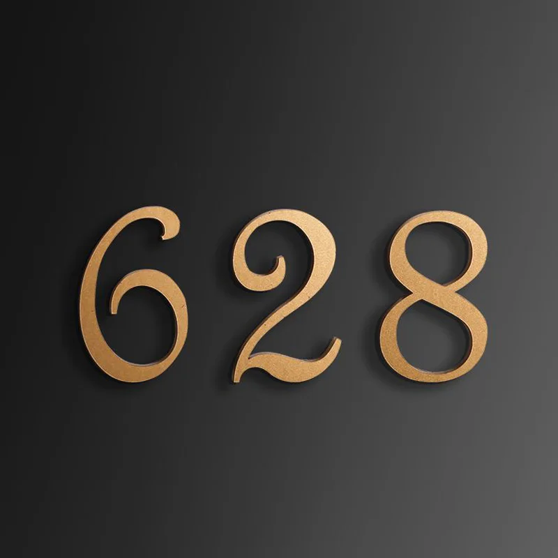 Creative Simple Letter House Number Gold Color Acrylic 3D Digital Plate Door Number Sticker Hotel Apartment Mailbox Address Sign house number signs door signs house numbers number plate