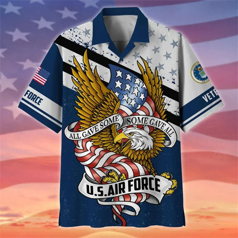 

New Summer 3D United States Soldiers Armys Veterans Printing Shirts For Men Fashion Cool Short Shirts Hawaiian Y2k Clothing Tops