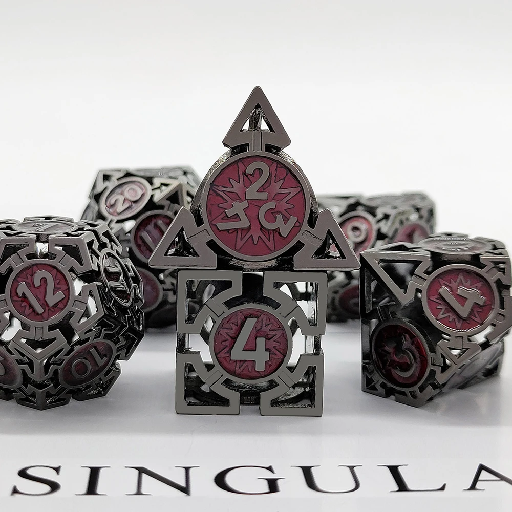 7Pcs/Set DND Hollow Copper Metal Dice D&D Used For Dungeon and Dragon Table Role Playing Game Dice D+D Polyhedral Dice RPG MTG 5