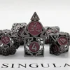 7Pcs/Set DND Hollow Copper Metal Dice D&D Used For Dungeon and Dragon Table Role Playing Game Dice D+D Polyhedral Dice RPG MTG 5