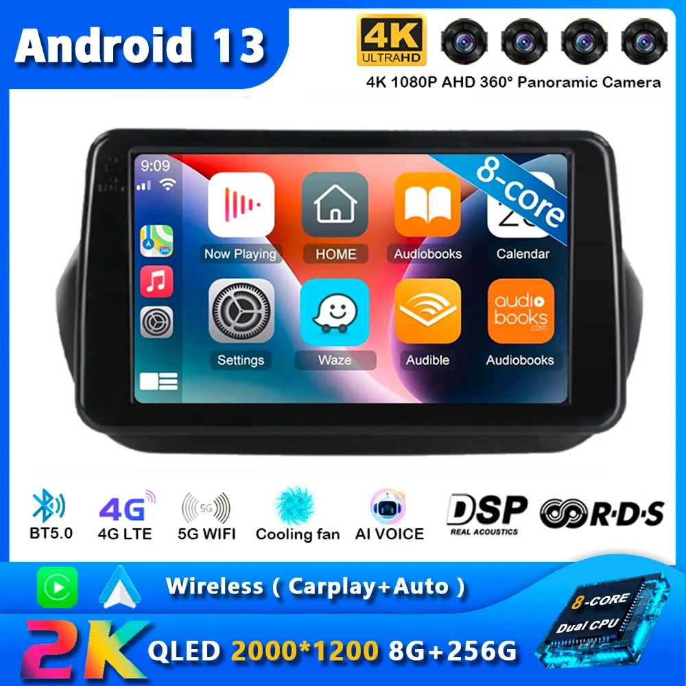 Android 13 Per Fiat Fiorino Qubo Per Citroen Nemo Per Peugeot Bipper 2008-2017 Autoradio Stereo Lettore Multimediale Stereo