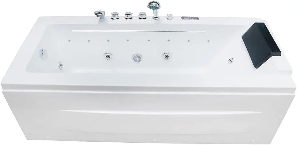 HIGH-END 67 In Waterfall Whirlpool bathtub with Control Panel Heater Radio Speaker Air jets with LED Light (D-DK-Q351N-L)