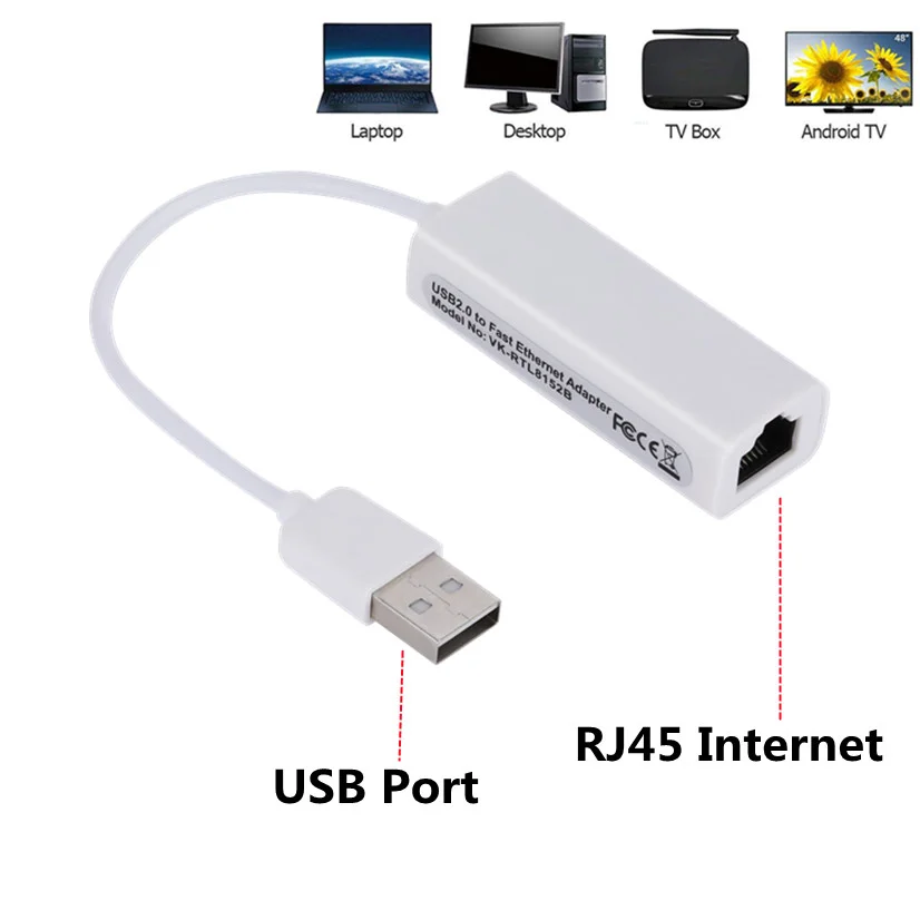 휴대용 USB 2.0-RJ45 네트워크 카드 10/100Mbps USB-RJ45 이더넷 Lan 어댑터 (PC 노트북 용) Windows XP 7 8