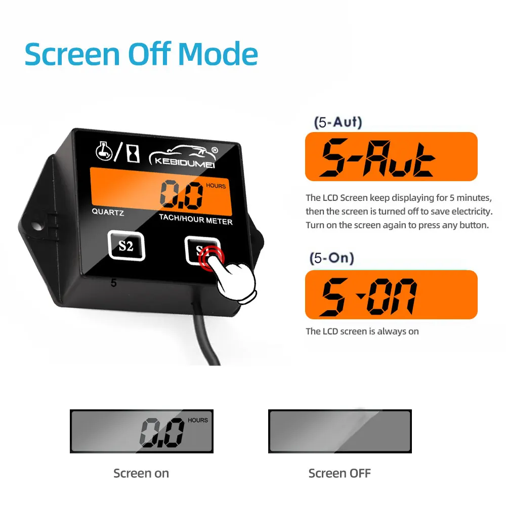Tachometer Meter Kebidumei Digital Tach Hour Meter Tachometer LCD Display for Outboard Motor Lawn Mower Motocross Motorcycle Marine Chainsaw