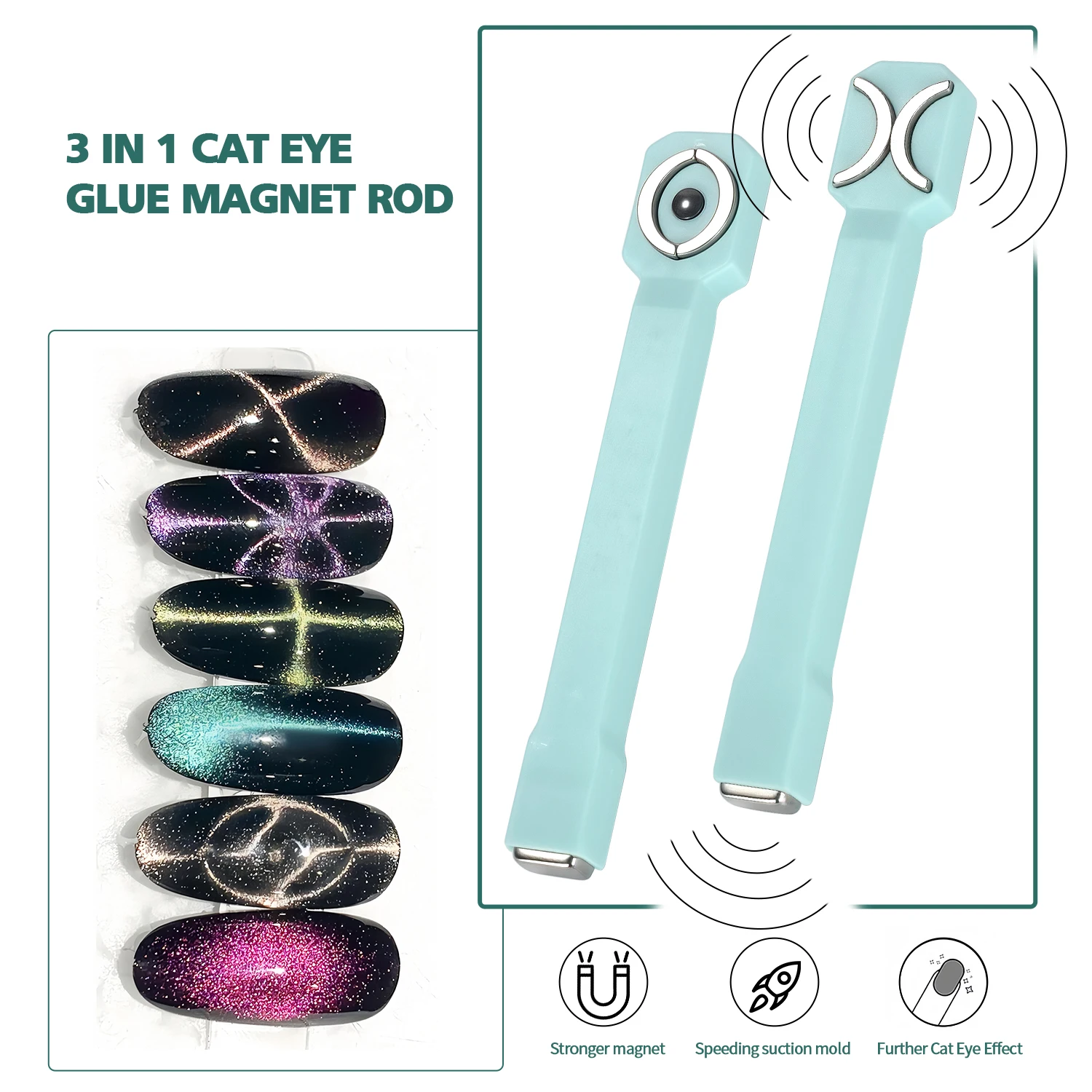 Nailpop Double-Head 3 IN 1 Nail Magnet Tool Strong Magnetism for Faster Cat Eye Nail Art Design Ideal for Home DIY and Salon Use, magnetic nail art tools,cat eye nail tool,magnetic nail tools